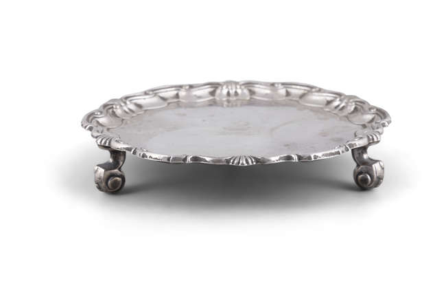 A SILVER SALVER, 

Sheffield 1920